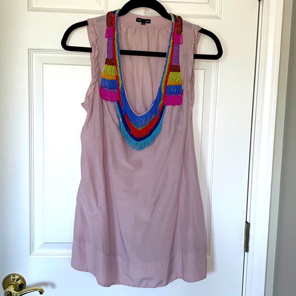 Nanette Lepore beaded silk tunic top